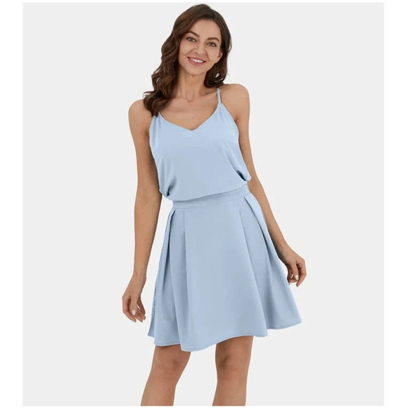 Halara Breezeful Slip Dress Lightweight Adjustable Straps Pleated Mini Size XS - Picture 2 of 9